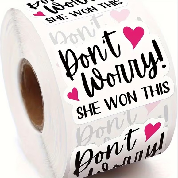 Heart Design Shipping Stickers Roll - Donโt Worry! SHE WON THIS 500 Count - Picture 2 of 9